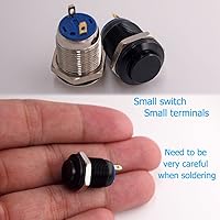 Vista 5 de Interruptor de botón momentáneo, URTONE UR125, 1NO SPST DC/AC 36V 2A, carcasa de metal de aleación de aluminio adecuada para orificio de montaje