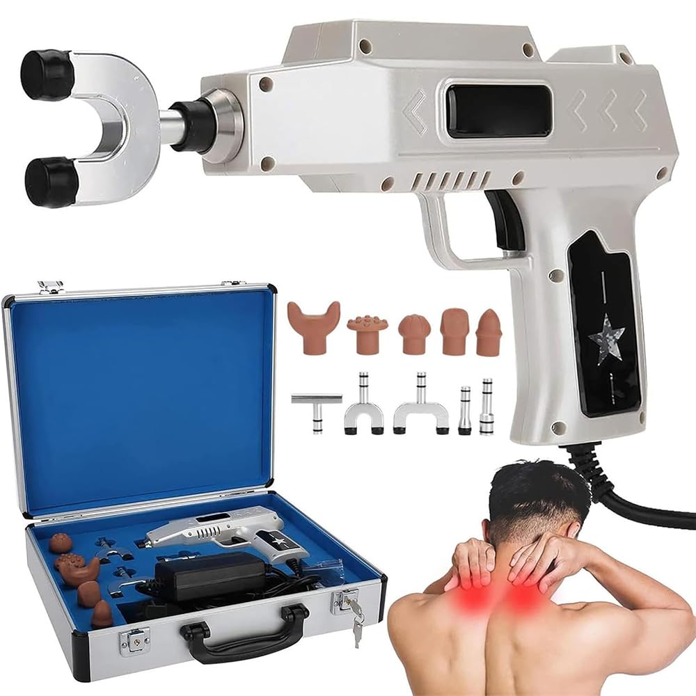 Adtzpc Electric Spine Massager Adjusting Corrector Gun, Chiropractic Adjusting Tool With 10 Heads, 6 Level Speed Adjustable & Maximum 750N, For Adjust Vertebration And Thoracic Scoliosis