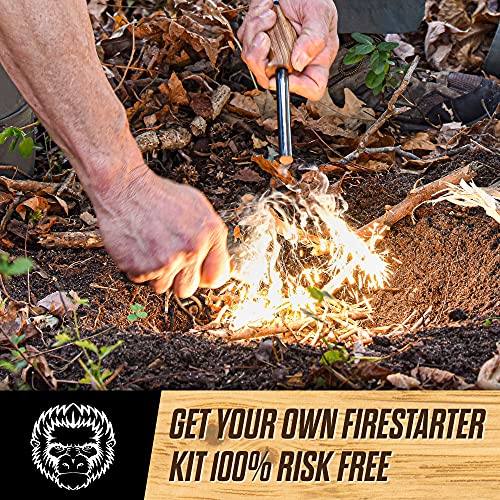 Ultimate Ferro Rod Fire Starter - Weatherproof Ferro Rods Survival Kit - Magnesium Flint And Steel Ferrocerium Striker Set With Scraper, Paracord & Leather Sheath - Outdoor Emergency Camping Tools #TOP1