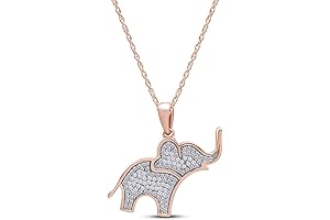 AFFY Rose Gold Elephant Necklace with 1/8 Ct.t.w Round Cut White Natural Diamonds