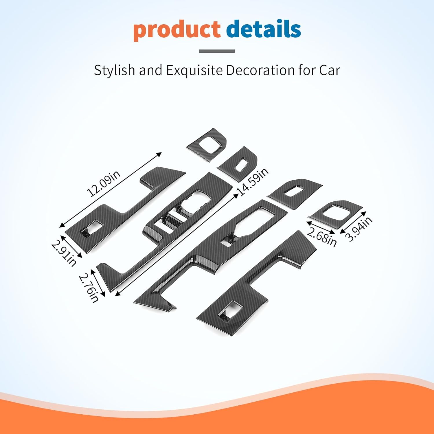 JeCar for 2021+ Ford F150 Carbon Fiber Interior Trim Accessories - ABS Window Switch Button Panel Cover Decoration Upgrade