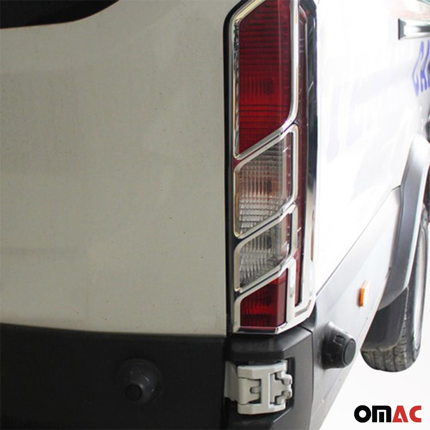 OMAC Rear Brake Stop Light Frame Trim for Ford Transit 350 2015-2020 Silver 2 Pcs