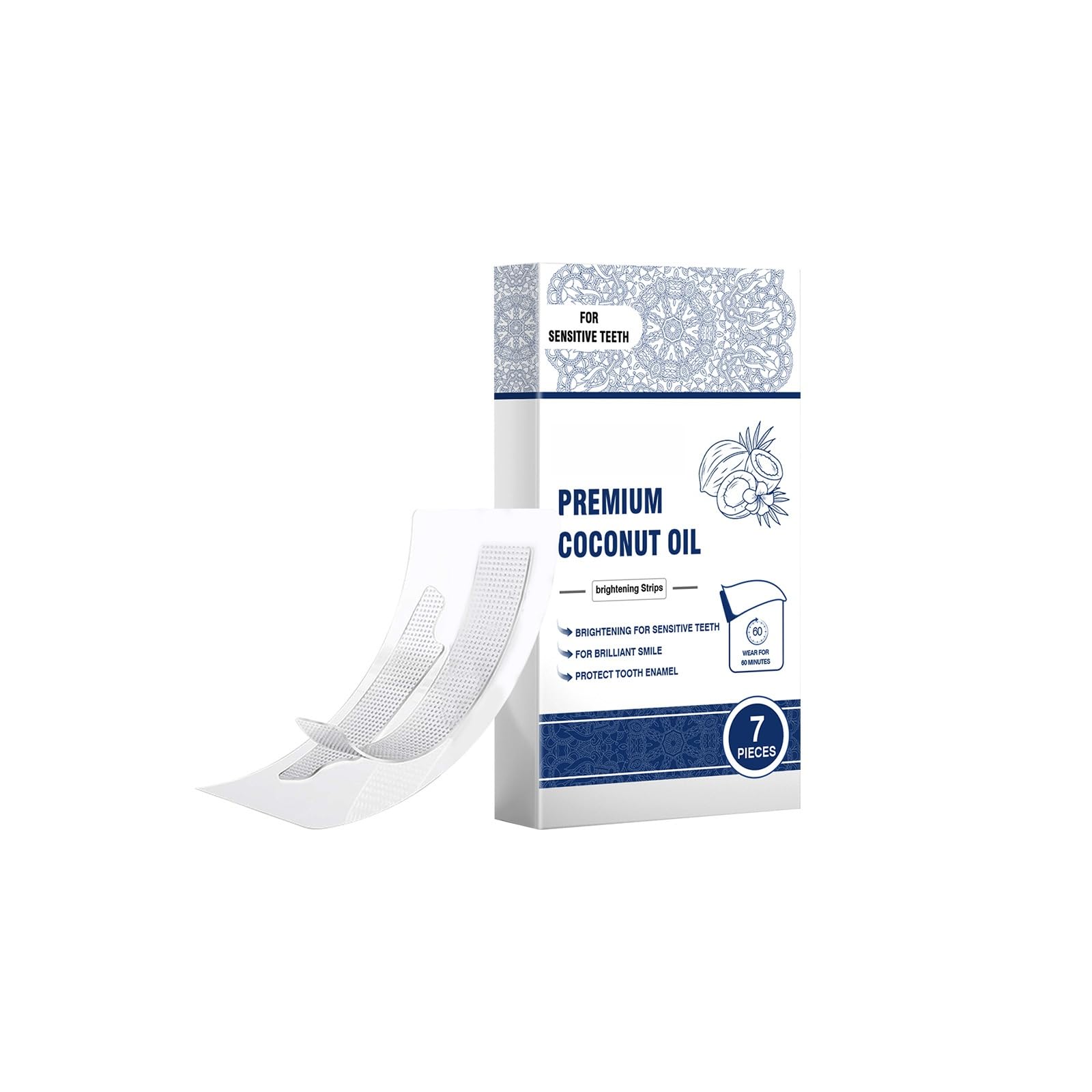 Brightening Strips Teeth Whitening Strips with Coconut Oil Safe for Sensitive Teeth Fresh Breath Long-Lasting Whitening