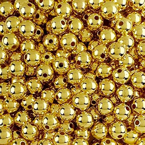 250 Round Gold Acrylic Beads 10mm Diameter with 2.7mm Hole for Crafts Cover