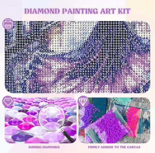 Image of QENSPE Diamond Art Kits for Adults, DIY Ladies Purple Dress Full Drill Diamond Painting Kit for Beginners, Street Scene 5D Round Diamond Dots Paintings, Gem Art Crafts Home Wall Decor Gifts 12x12 inch