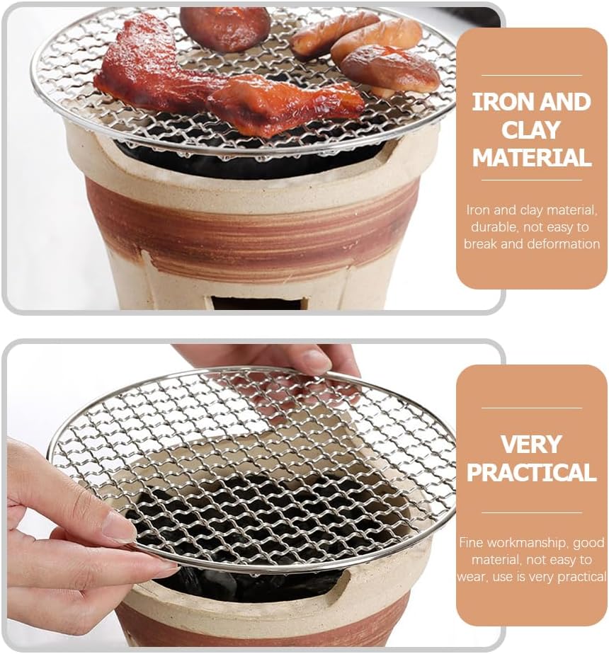 1set Grill Indoor Hibachi Grill Indoor Charcoal Gas Outdoor Barbecue Stove Outdoor Cooking Accessories Old Clay Stove Small Clay Portable