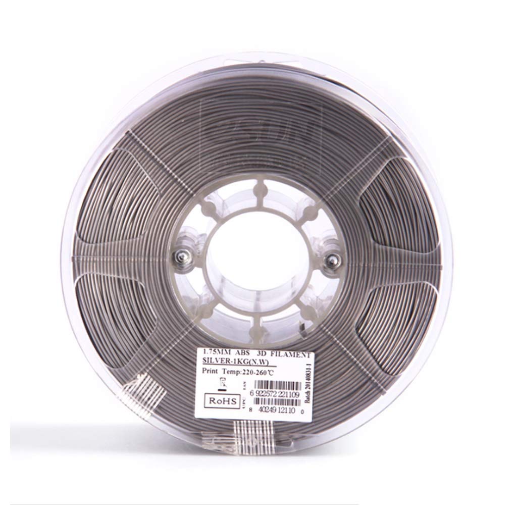 Hello Filament do drukowania 3D, filament ABS 1,75 mm, tolerancja ± 0,05 mm, 1 kg na rolkę, odpowiedni do drukarek 3D (kolor: Srebrny)