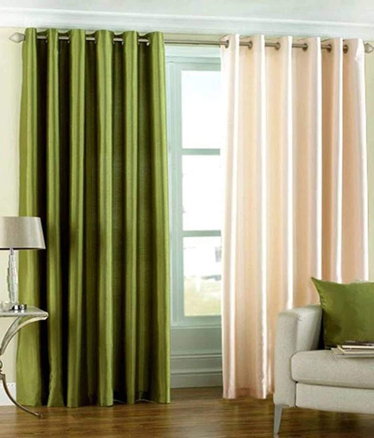 Kirat Decor Beautiful Silky Plain Heavy Quality Curtains for Windows 5 feet Long Set of 2 Diamond Crush Heavy Polyster with 8 Metal Rings Multi 21 (B09R4L51HK) Amazon Price History, Amazon Price Tracker