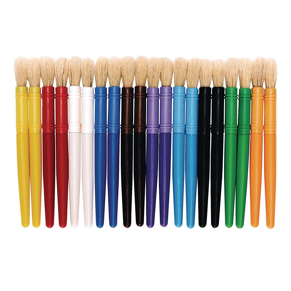 Colorations Plastic Chubby Brushes Set of 20, Paint Brushes for Children, Easy to use for Small Hands, Kids Paint Brushes, School Art Supplies, Art Supplies, Craft Projects, Painting