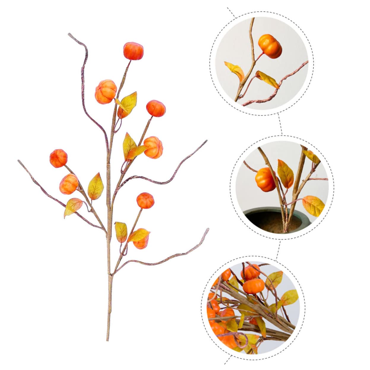 PRETYZOOM 3 Sätze Künstlicher Kürbiszweig Kürbisse Kunstplflanze Artificial Plant Herbsdeko Pumpkin Decor Blumenstecker Herbstpicks Thanksgiving-kürbiszweig Schaum Orange 3 Stück * 3