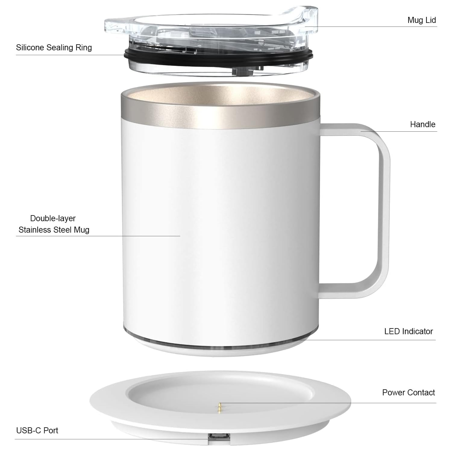 Scaldabicchiere, scalda-tazza da caffè, scalda-caffè portatile autoriscaldante per scrivania, Smart Cup 2 impostazioni di temperatura, tazza elettrica alimentata tramite USB, adatta per varie tazze