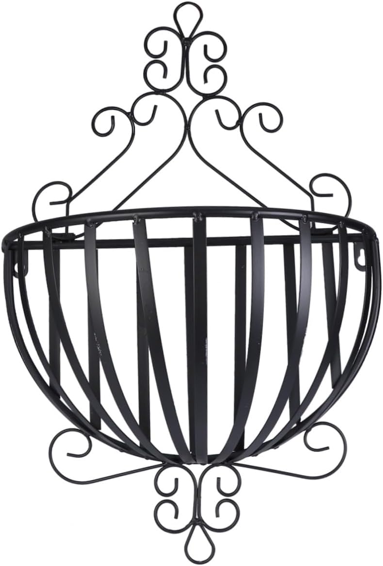 VICASKY European Style Iron Wall Mounted Flowerpot Rack Semicircular Black Plant Holder for Decor Easy to Install Flowerpot Shelf for Pots Elegant Plant Display
