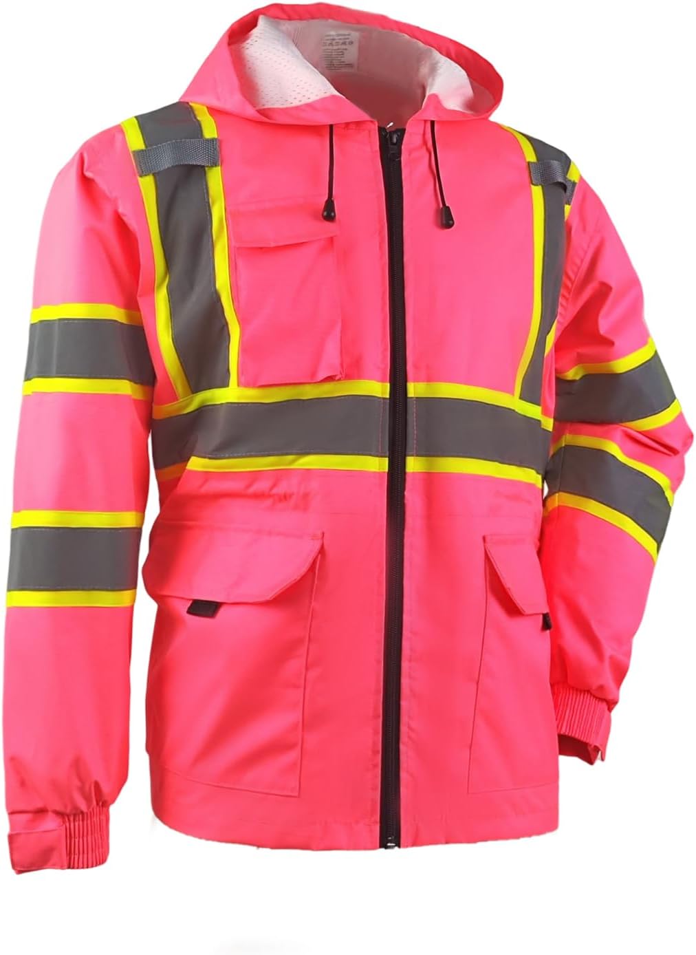 Reflective Safety Jacket For Women High Visibility Jacket With Pockets Zipper Front ANSI/ISEA Standard