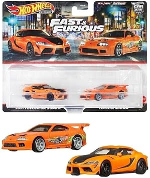 Hot Wheels HKF54 Premium 2-Pack Fast and Furious 2021 Toyota GR Supra/Toyota Supra [3 Years Old and Up]