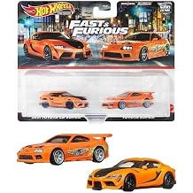 Hot Wheels HKF54 Premium 2-Pack Fast And Furious 2021 Toyota GR Supra/Toyota Supra [3 Years Old And Up]