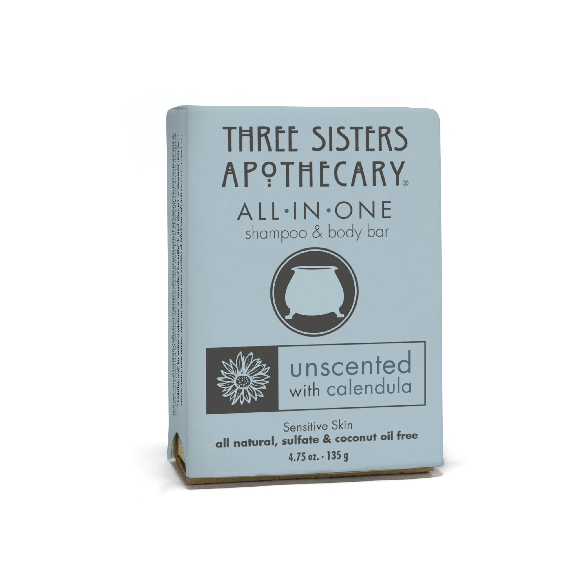 Three Sisters Apothecary All in One 4.75 oz. Shampoo & Body Bar (Unscented with Calendula)