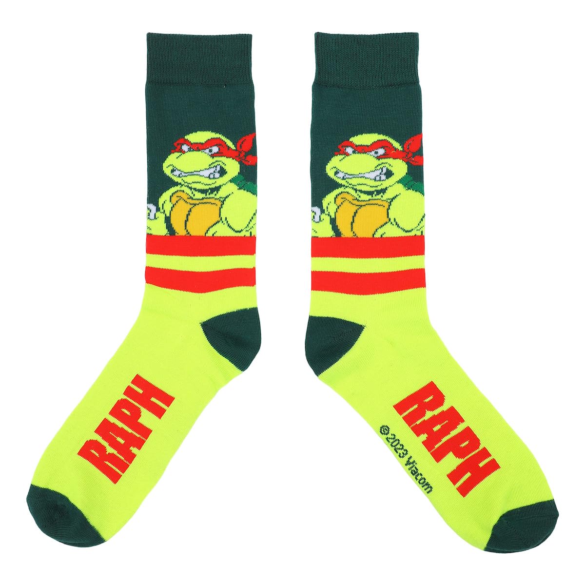 Bioworld TMNT Mikey, Donnie, Leo y Raph, AOP On Dark Green Paquete de 5 calcetines casuales, Verde, talla única