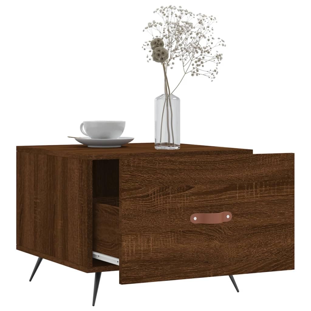Homgoday Tavolino da caffè in rovere marrone, 50 x 50 x 40 cm, in legno ingegnerizzato, tavolino da tè per soggiorno, sala d'accoglienza degli ospiti, camera da letto e ufficio, tipo 2