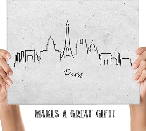 Vista 169 de París Skyline - Decoración de pared para sala de estar, arte de pared en blanco y negro, cuadros de pared de horizonte europeo para sala de estar