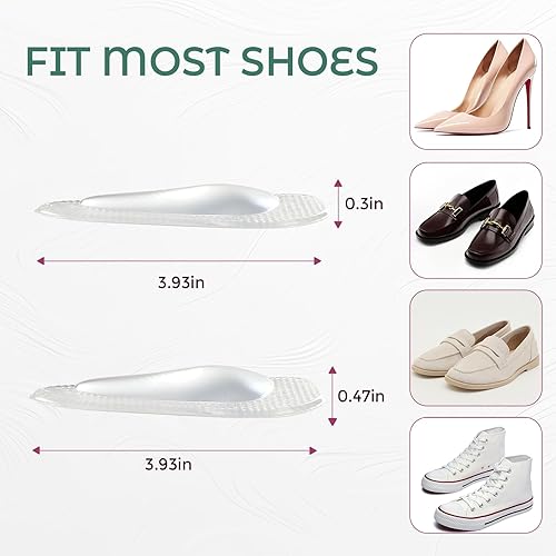 Miniatura 5 de Welnove - 8 pares de plantillas de soporte de arco de gel para fascitis plantar, alivio de fatiga y dolor de pies, almohadillas suaves para el talón