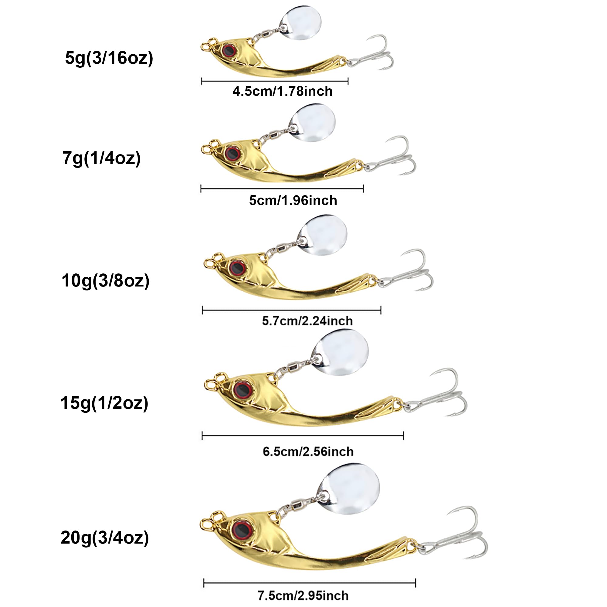 Metalowe łyżki wędkarskie z długim odlewem, zestaw jigów wędkarskich, twarda przynęta do pływania typu Spinner Blade Lures do basu Trout Pike Freshwater i Saltwater