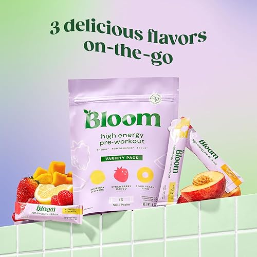 Miniatura 2 de Bloom Nutrition Polvo de alta energía para antes del entrenamiento para mujeres, polvo de cafeína natural de extracto de té verde, con beta alanina,