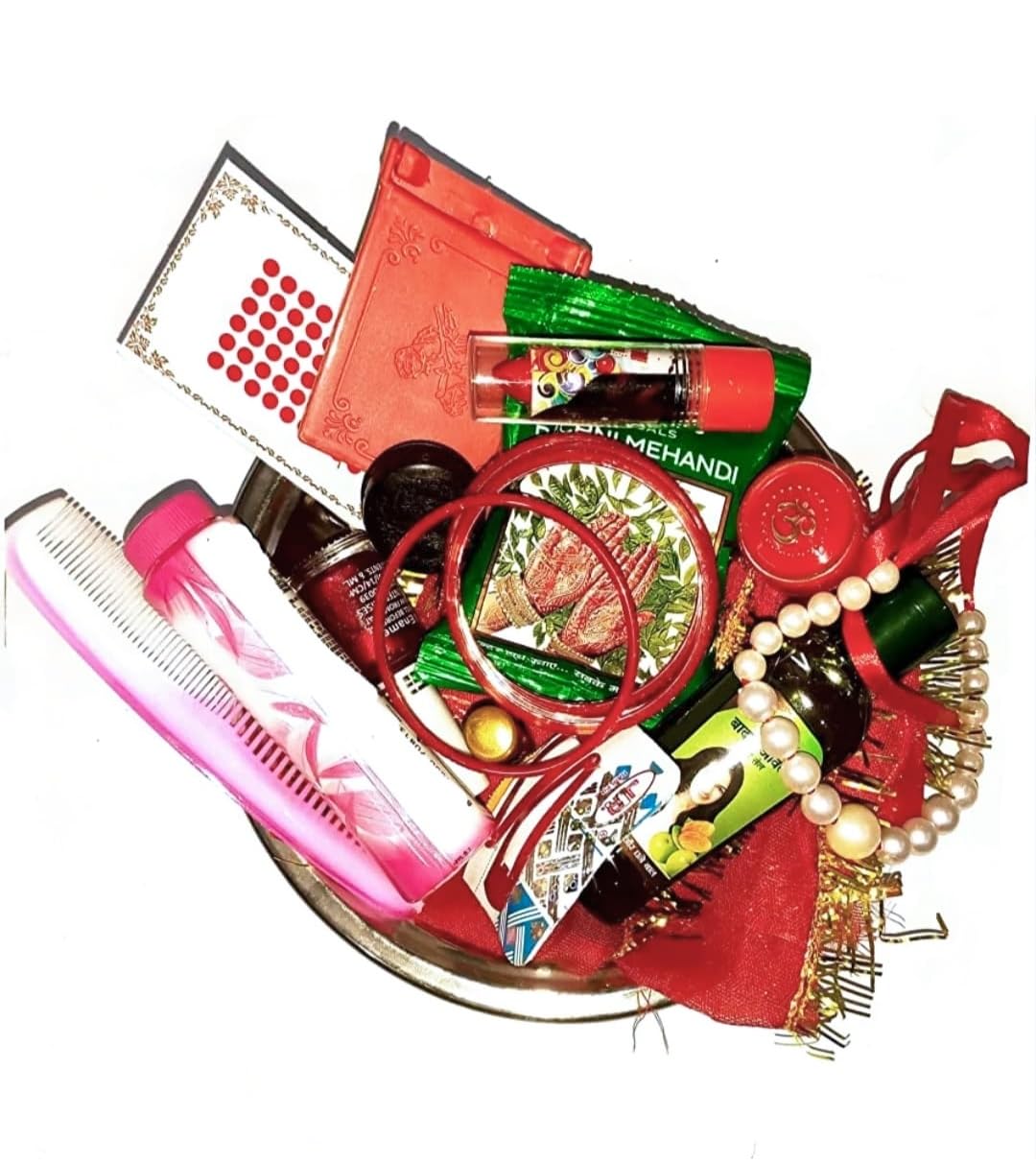 16 shringar item for hartalika teej shringar with long mata ki chunri/durga pooja shringar kit. (pack of 16 item and 1kit multicolor)