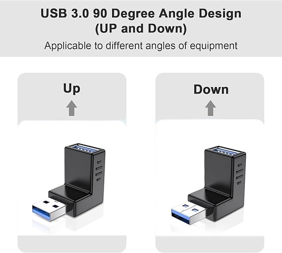 Oxsubor USB 3.0 Adapter 90 Degree Male to Female Combo Vertical Up and Down Angle Coupler Connector
