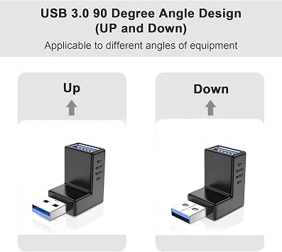 Oxsubor USB 3.0 Adapter 90 Degree Male to Female Combo Vertical Up and Down Angle Coupler Connector