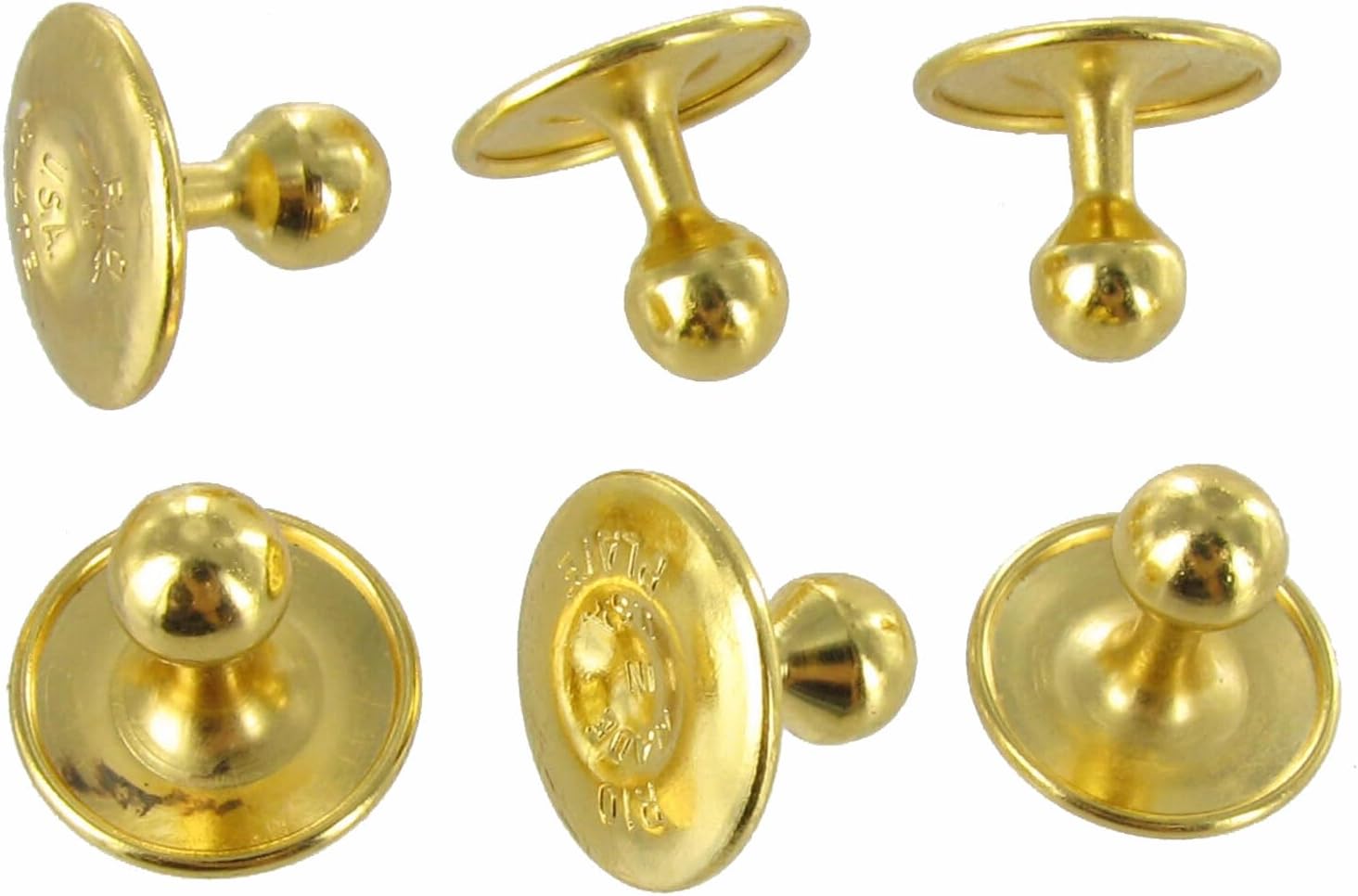 Wedding Lot - 6 Sets (6 pcs each) Gold Tone Shirt Studs Formal Wear (BUNDLE) Fashion Studs Trendy Accessories Stylish Additions Chic Details