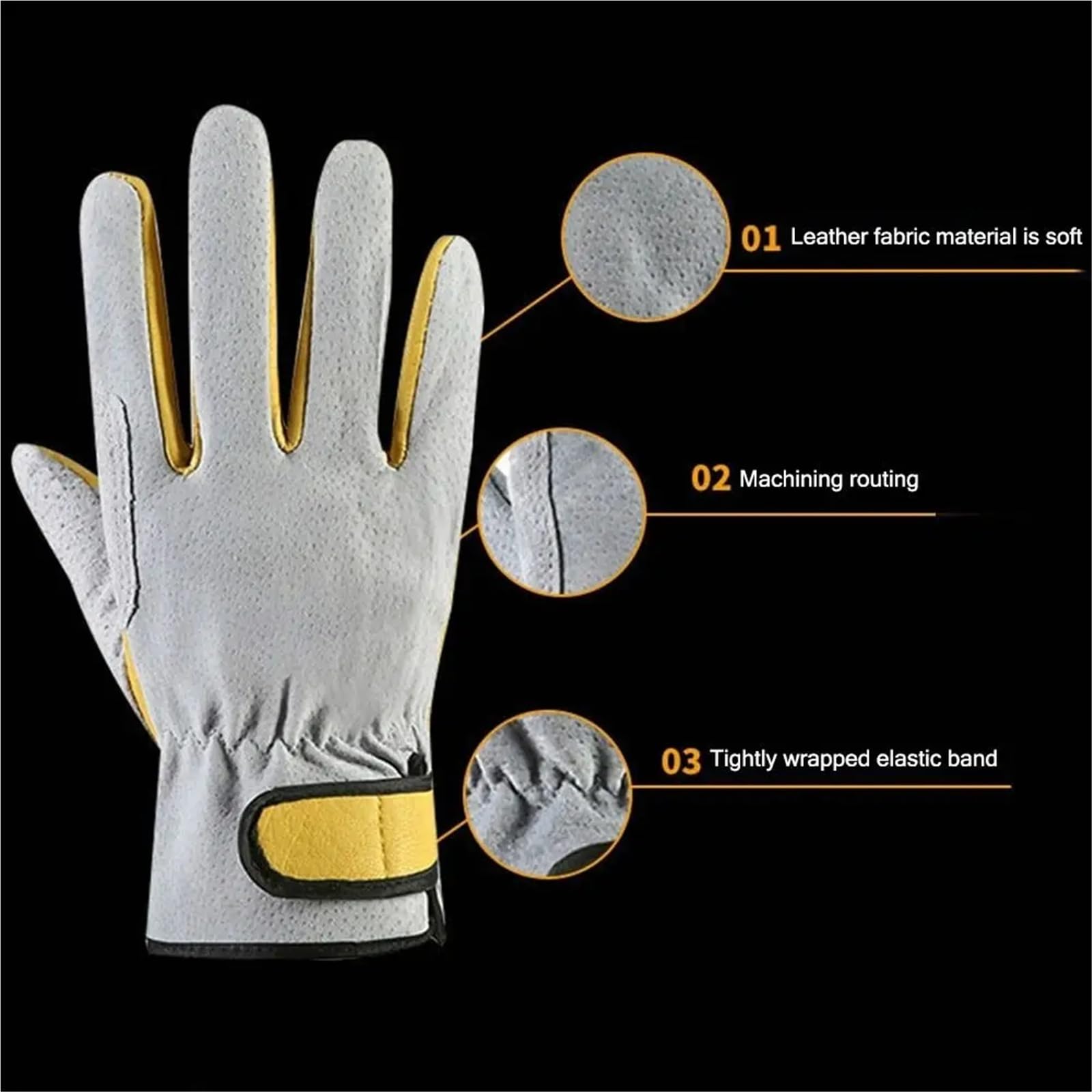 Compatible con guantes de soldadura de cuero, guantes de trabajo anticorte resistentes al calor y retardantes de llama for horno, chimenea, soldador, uso en el lugar de trabajo(Yellow)