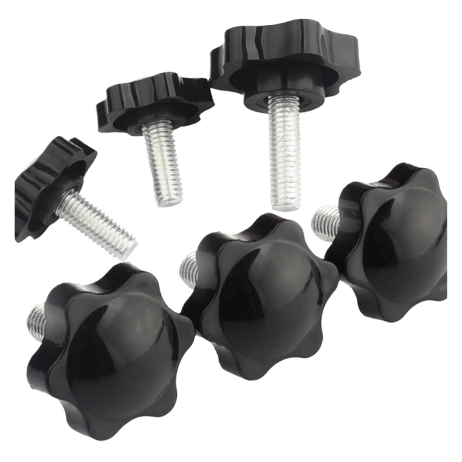 12/24Pcs Threaded Knurled Thumbscrew Carbon Steel Clamping Knobs Grip Thumb Screw Mounting Monitor Screws(24Pcs-Black)