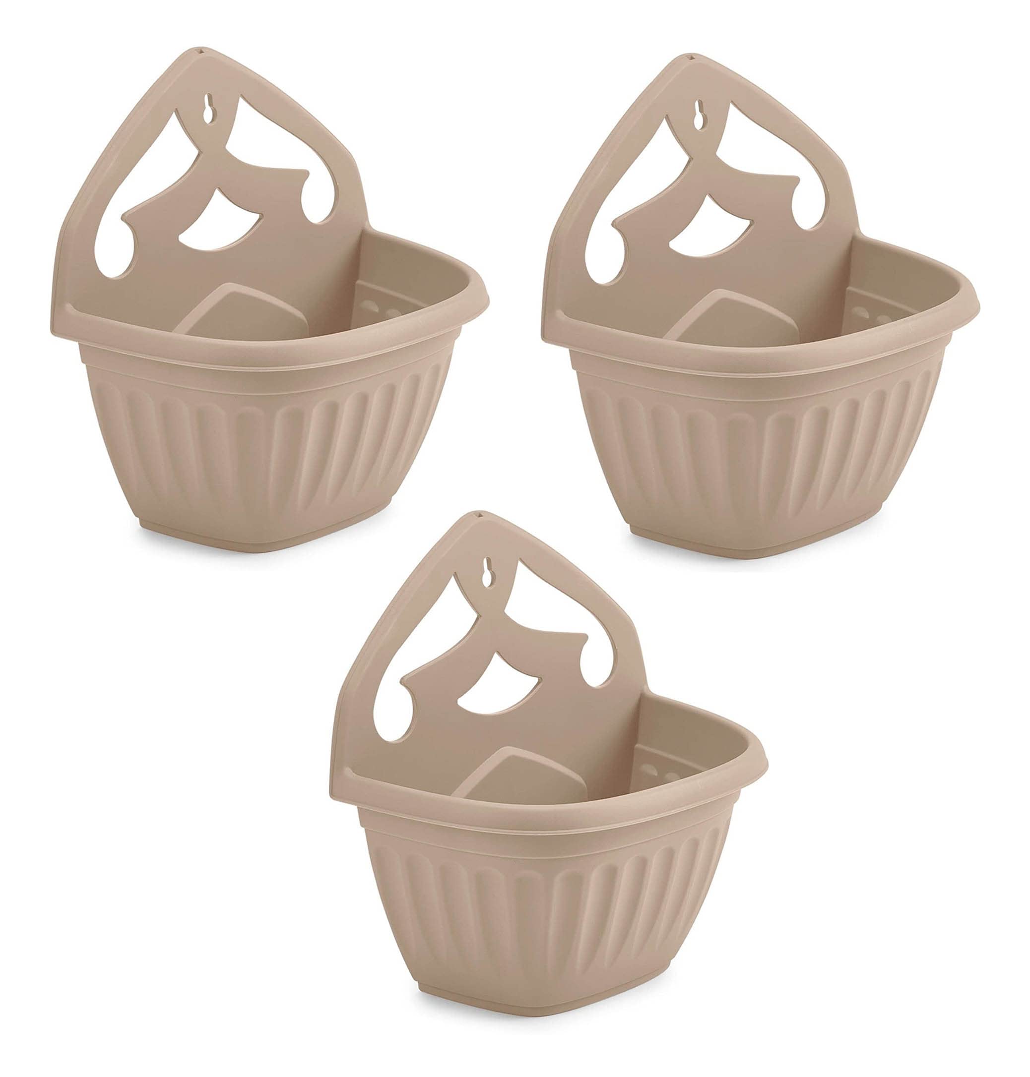 Homion Taupe Brown Athens Wall Flower Planter Garden Plant Wall Mount Basket 32Cm Taupe Colour (3)