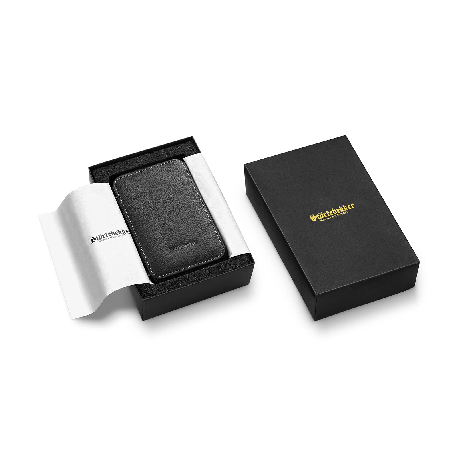 Störtebekker® Premium Etui pour Rasoir de sûreté - étui pour Rasoir de Haute qualité en Cuir véritable - Produit et emballé de manière Durable - Convient à Tous Les rasoirs - idée de Cadeau (Noir)