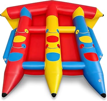 XHYCPY Towable Tubes for Boating, 2-6 Riders Inflatable Boat Tubes for Water Tubing with Electric Pump, Grab Handles, Speed Safety Valve