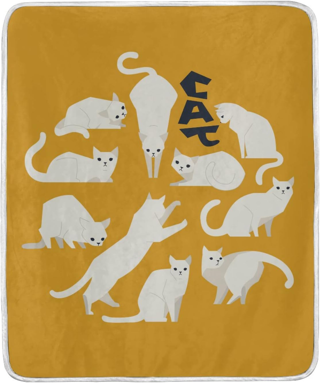 Soresore ソレソレ 毛布 ふわふわ 猫柄 防寒 ねこ 暖かい 柔らか 150x130cm 保温 冬用 イエロー 白