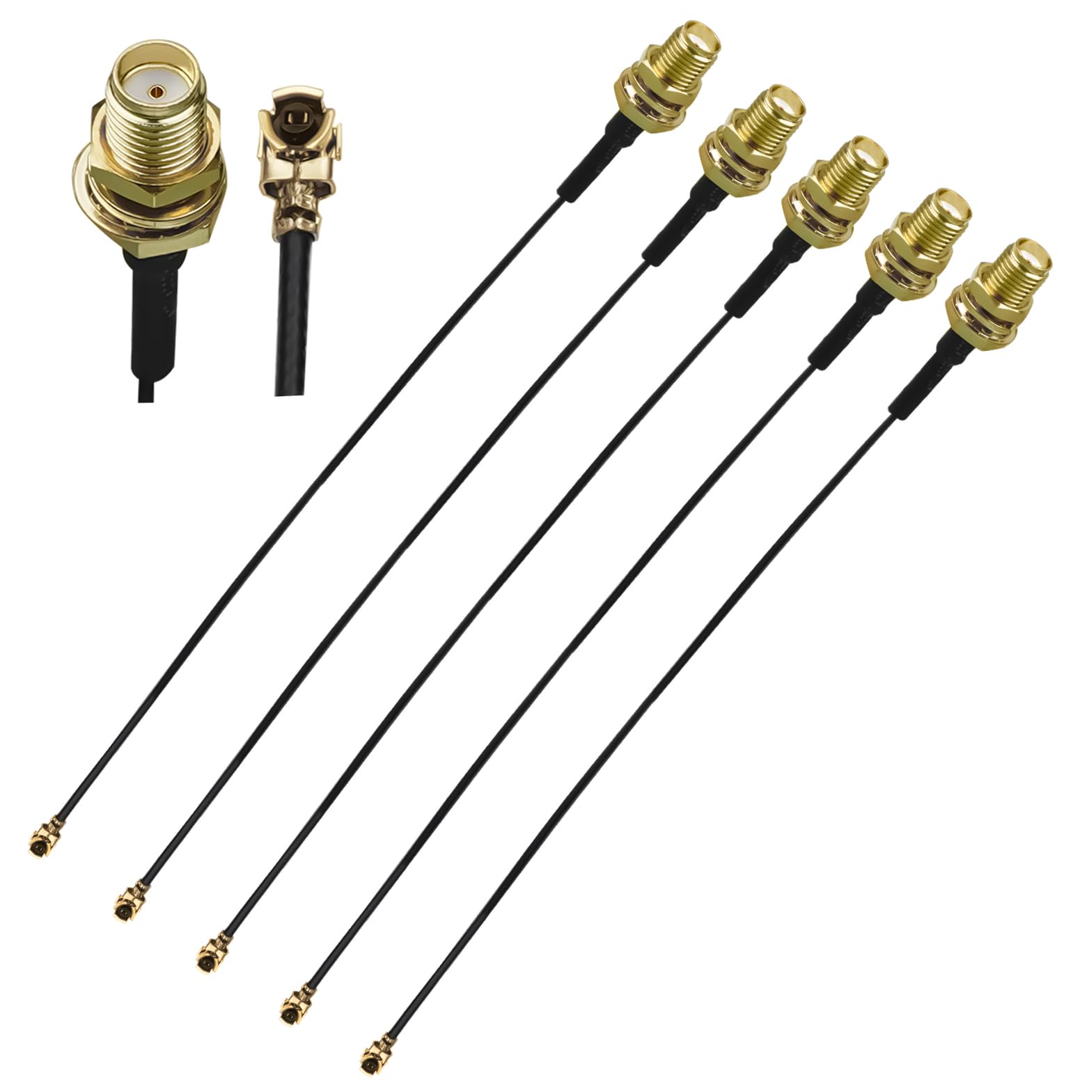 5 sztuk MHF4 UFL do SMA 12-calowy SMA żeński do U.FL IPX 0,81 mm Kabel koncentryczny UFL IPX-4 o niskiej stratności przedłużacz do radia, anteny, mini PCI