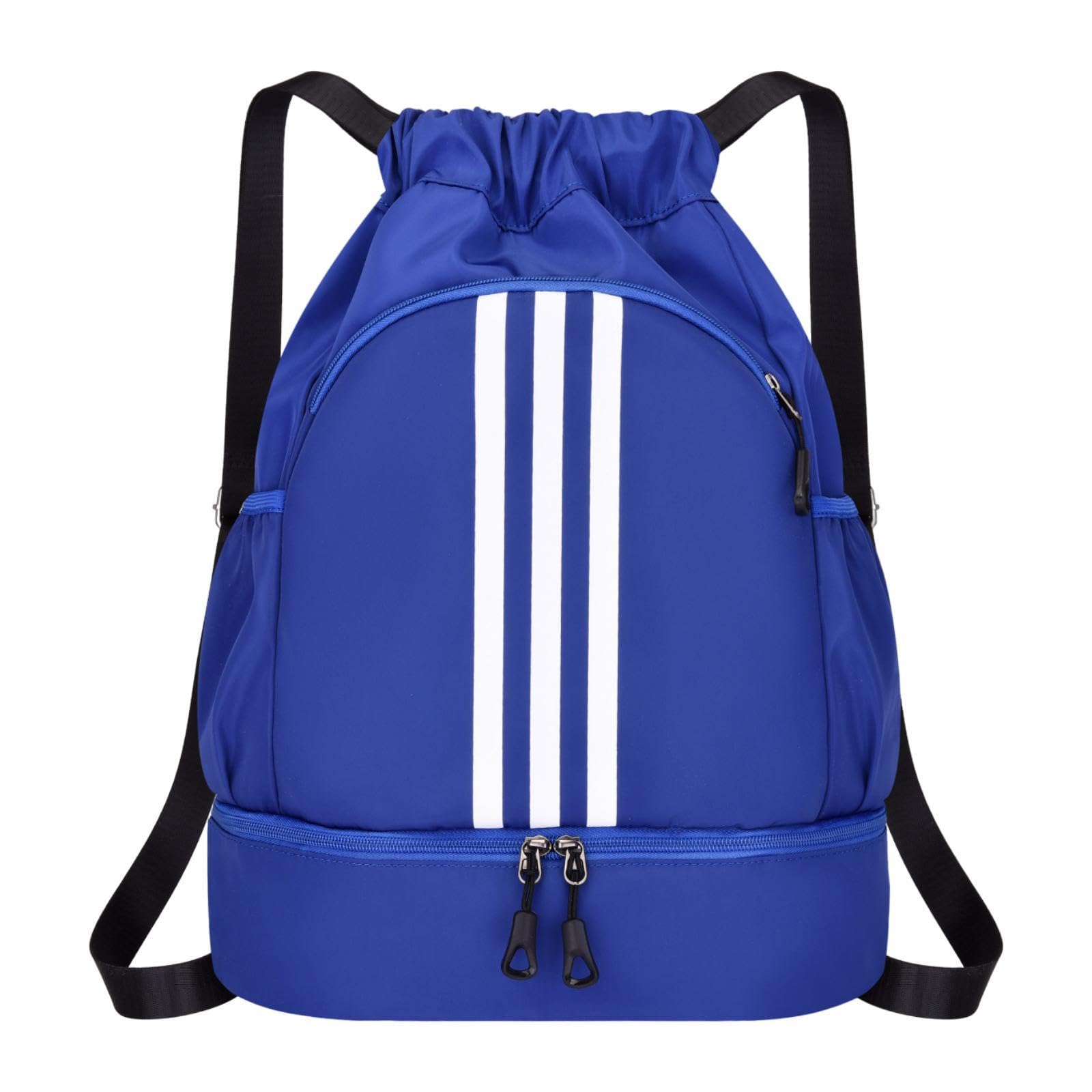 Drawstring Backpack Adjustable Shoulder Straps for Women Men String Swim Bag Blue-image-44