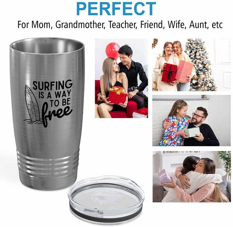 Miniatura 5 de Surfing Black Edition Vaso de 20 oz - Compra una tabla de surf - Regalos para entusiastas del surf Deporte acuático Tabla de surf Atletismo