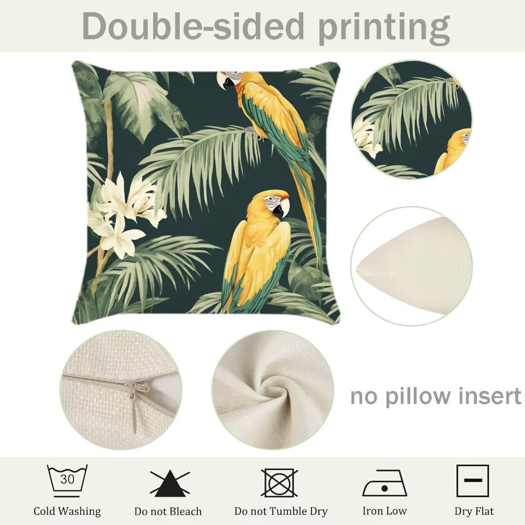 Lot de 4 Housse de Coussin 45x45cm, Housse de Canapé Été Motif Décoratif Imperméable Lin Taie d'oreiller avec Fermeture Éclair Invisible, Salon Chambre à Coucher Décoration de Maison, Animal Ym535