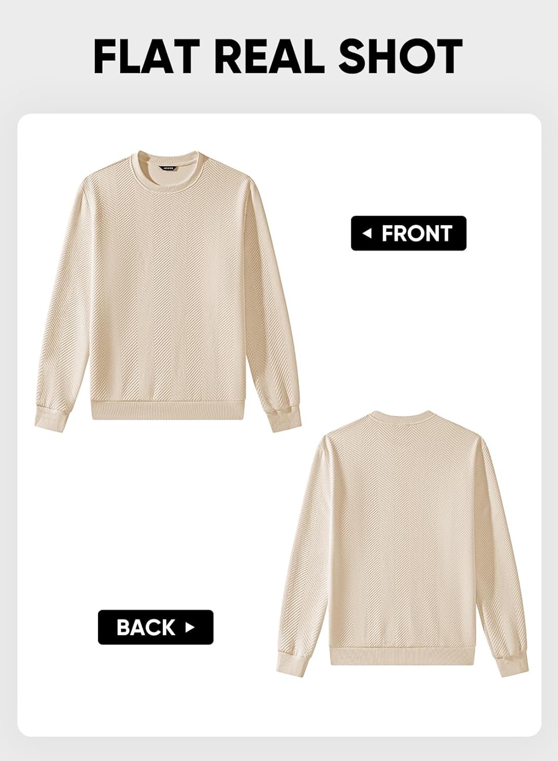 JMIERR Mens Crewneck Sweatshirt Casual Long Sleeve Texture Pullover Shirt for Men - Image 5