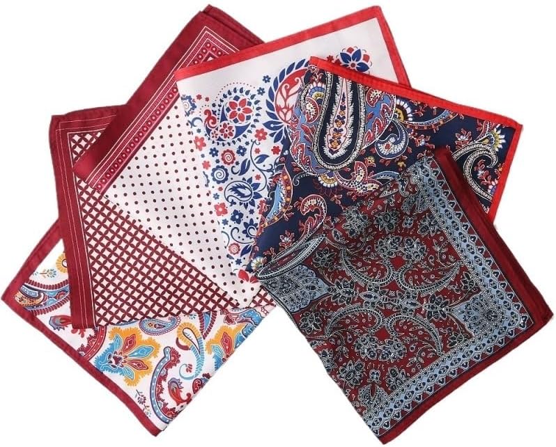 Printed Men's Suit Pocket Square Vintage Women's Small Silk Scarf Handkerchief
