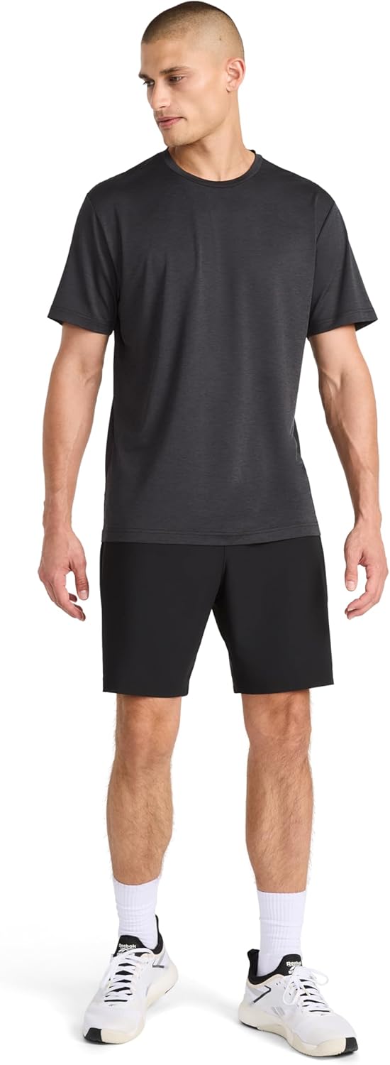 Reebok Mens Reflective Small Logo Crewneck T-Shirt, Standard Fit, Lightweight Cool Touch Jersey Fabric - Image 3