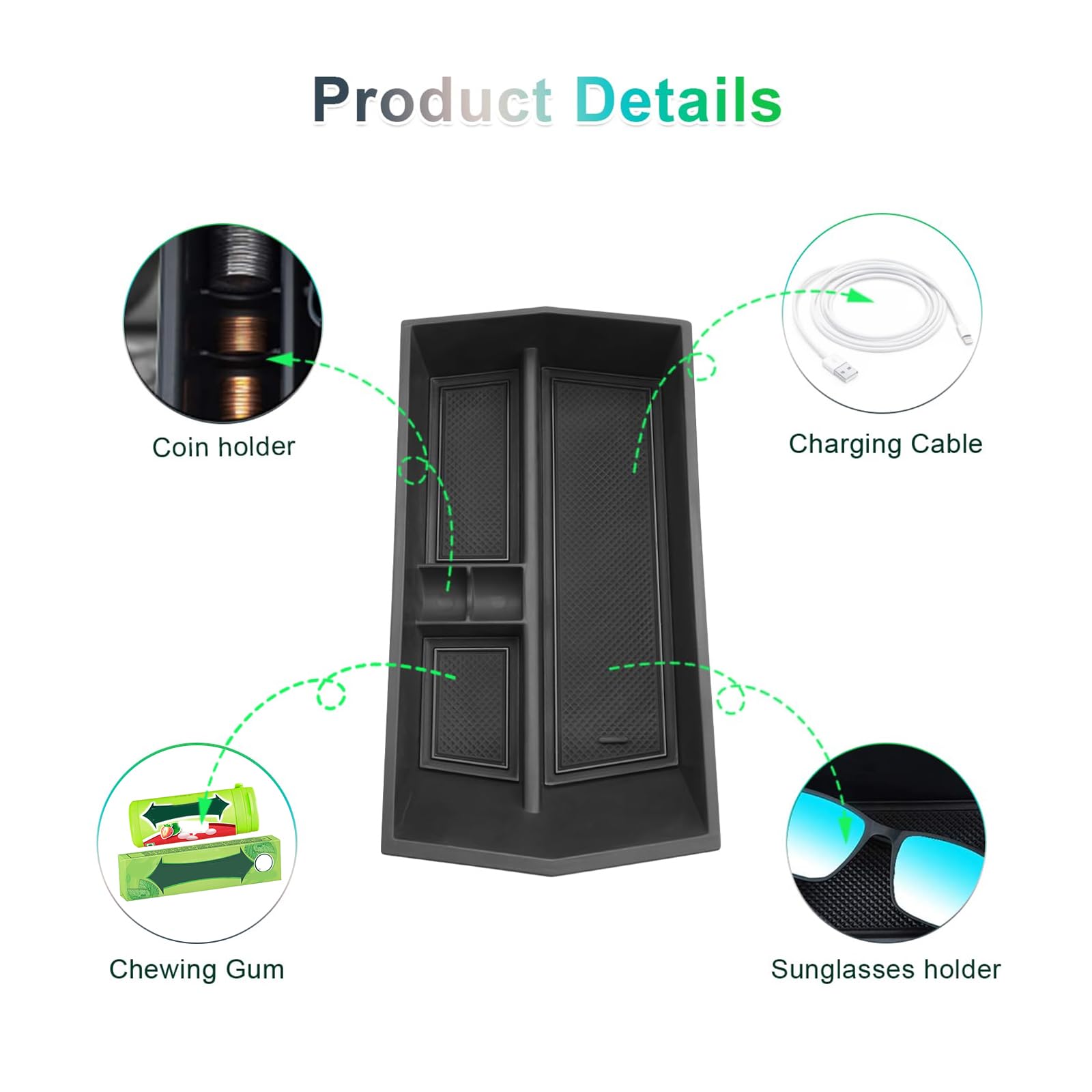 GAFAT Compatibile con Peugeot 3008 GT Allure E-3008/5008 E-5008 2025 2026 2027 Contenitore Portaoggetti Console Centrale, Accessori 3008 iii Organizer Braccioli, 3D Originali, con Tappetini