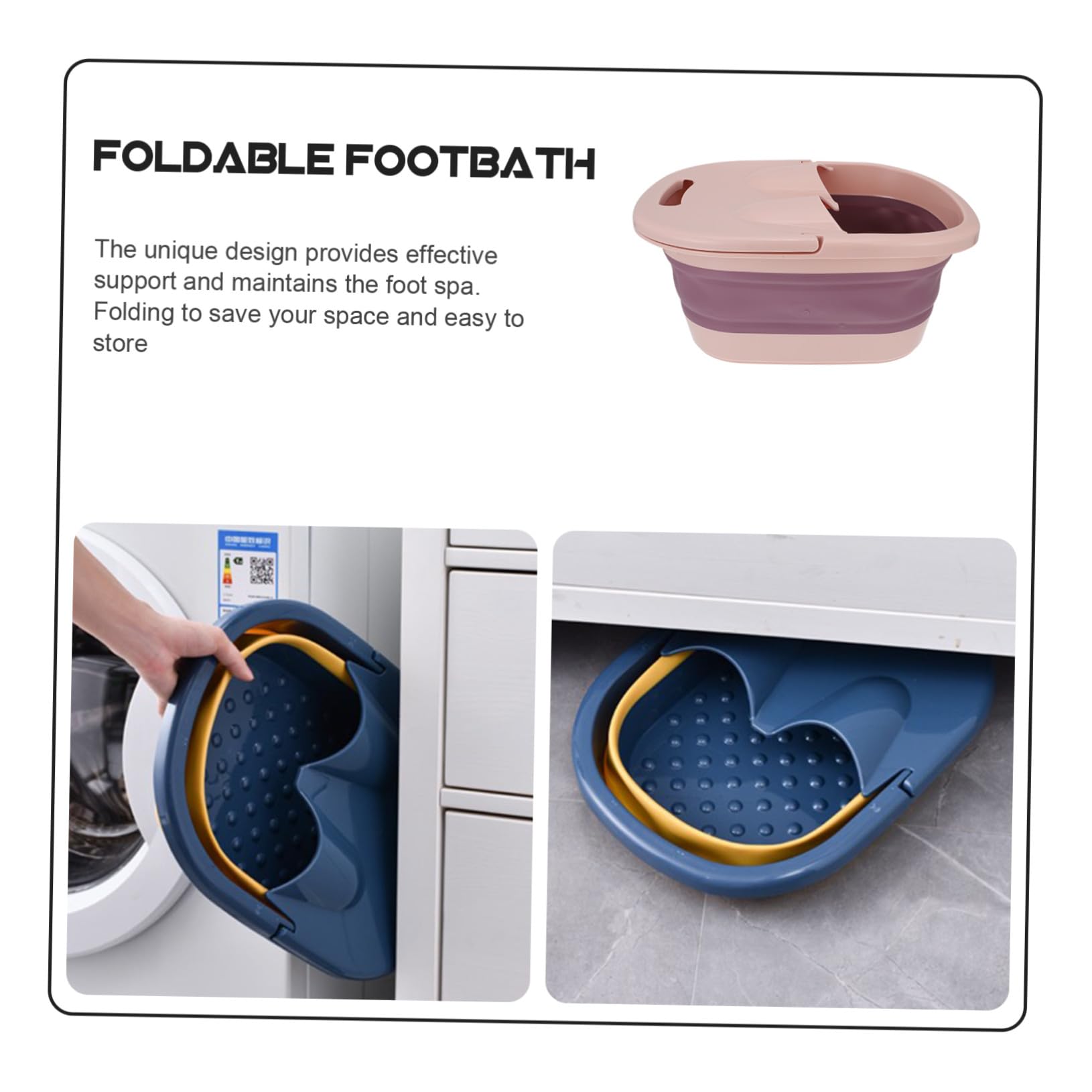 Lavabo para Pies Plegable para Hogar y Viaje, Cubeta Rosa