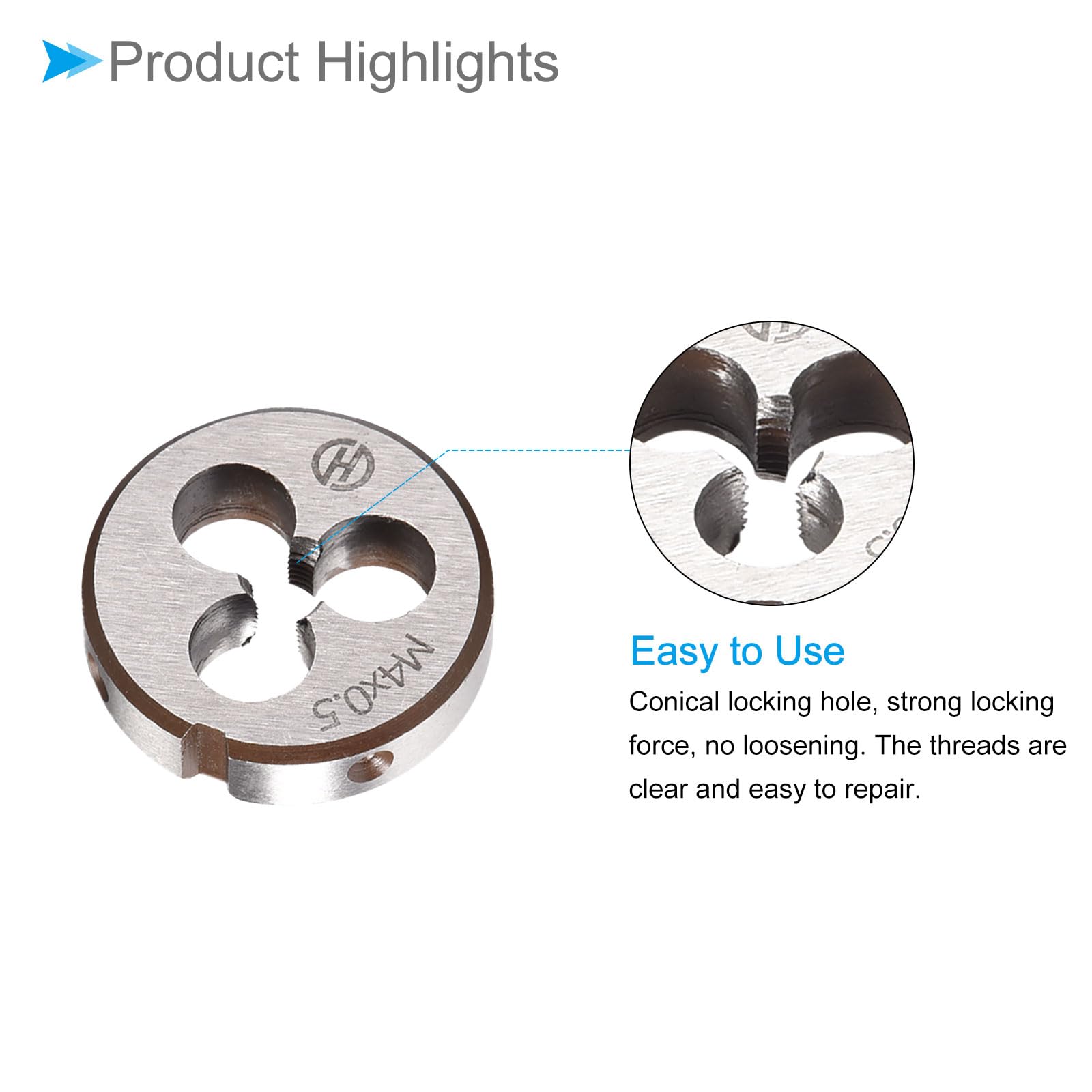 CoCud Metric Adjustable Round Die, M4 X 0.5, Alloy Steel Thread Right Hand Threading Die - Image 4