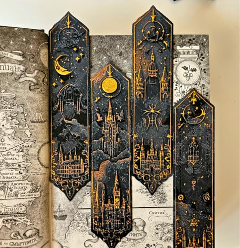 Image of Fantasy Castle Bookmark Set of 4 | Dark Academia Collectible Bookmarks | Premium Decorative Reading Accessories | Ideal Gift for Readers & Book Lovers | Bioplastic