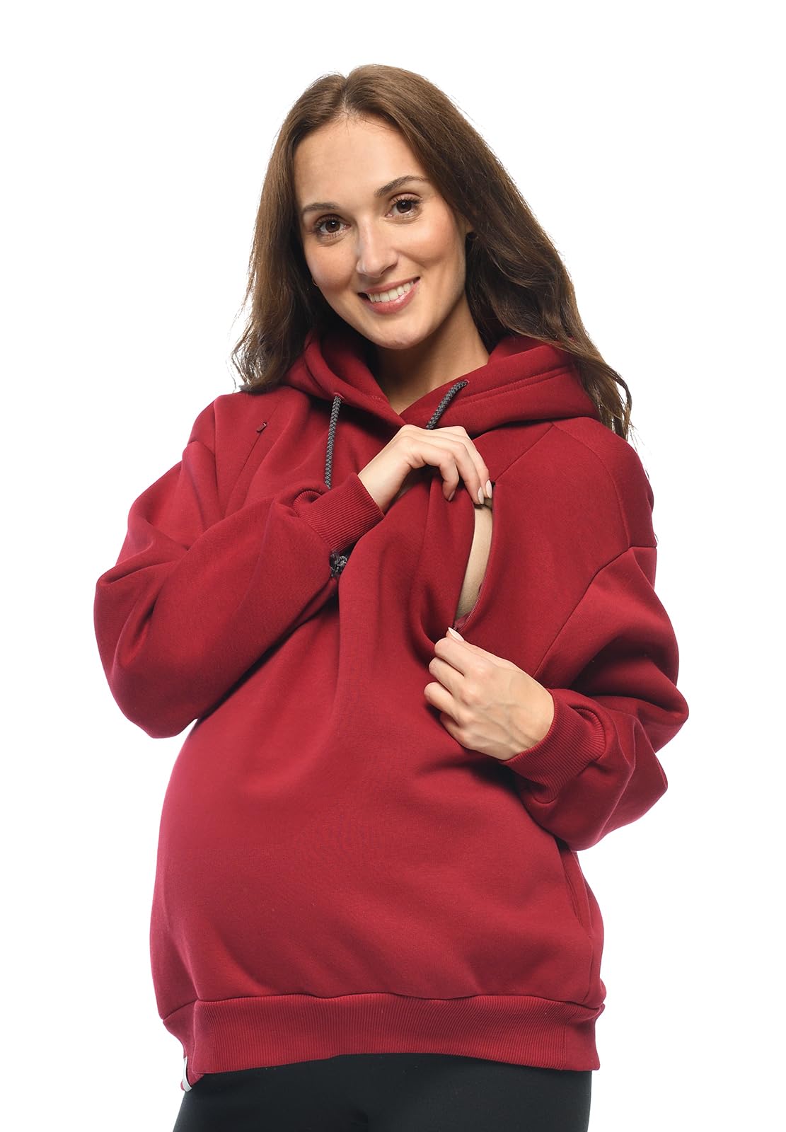 MijaCulture Moda ciążowa Oversize 2 w 1 sweter do karmienia i sweter ciążowy sweter do karmienia Naomi M016