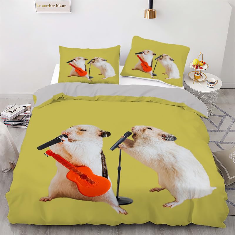 Housse de Couette 220x240 Souris Vertes avec 2 taies d'oreiller 65x65 en microfibre pour lit adulte