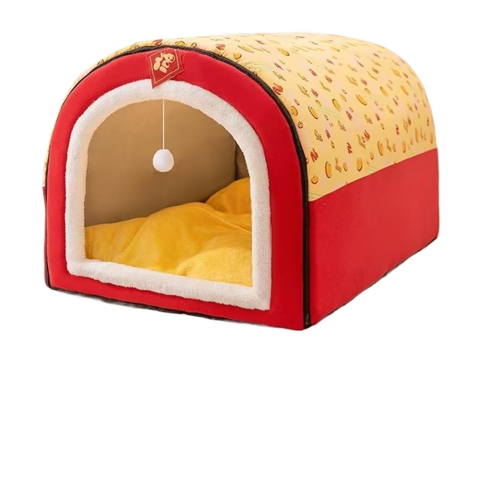 Caldo inverno gatto cane letto Mat Deep Sleep tenda accogliente geometrico casa nido rimovibile lavabile per cani di taglia media grande forniture per animali domestici (H,S 40 x 35 x 35)